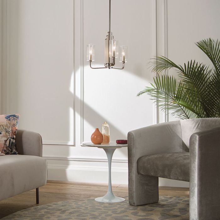 Kichler Kimrose 3-Light Polished Nickel Glass Chandelier