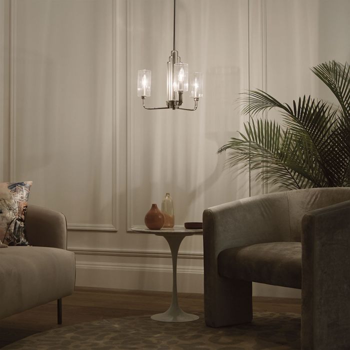 Kichler Kimrose 3-Light Polished Nickel Glass Chandelier