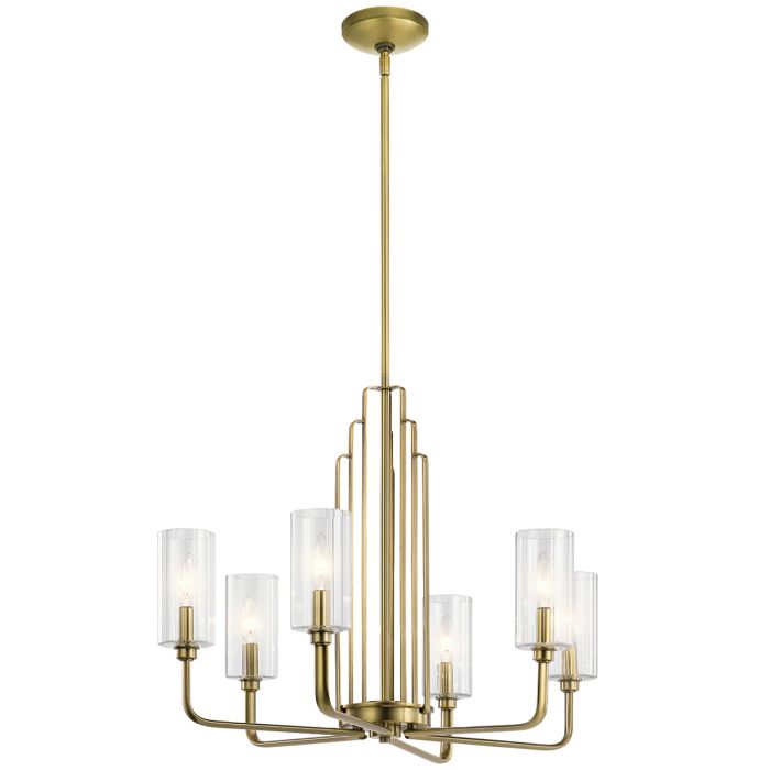 Kichler Kimrose 6-Light Brushed Natural Brass Glass Chandelier