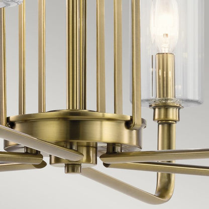 Kichler Kimrose 6-Light Brushed Natural Brass Glass Chandelier