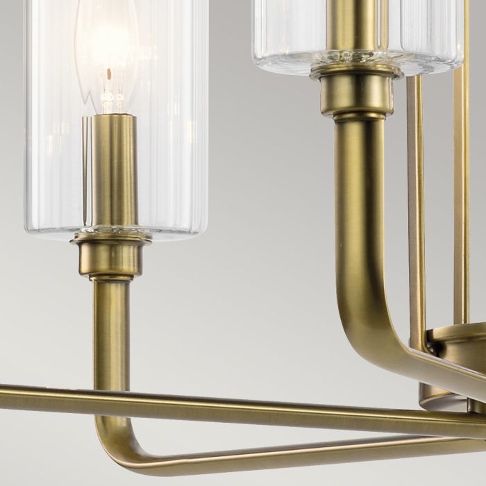 Kichler Kimrose 6-Light Brushed Natural Brass Glass Chandelier