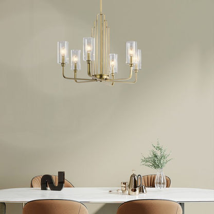 Kichler Kimrose 6-Light Brushed Natural Brass Glass Chandelier