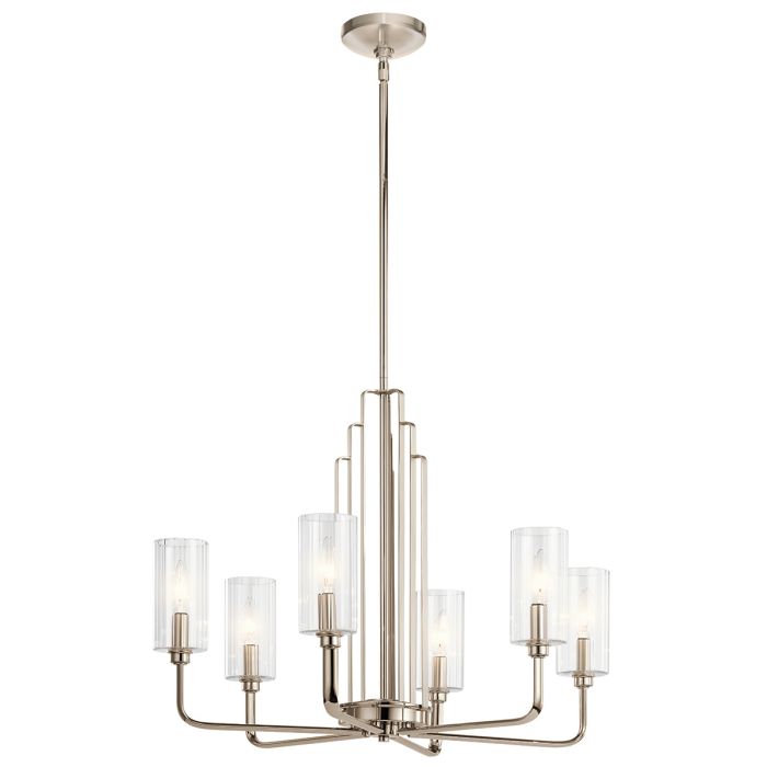 Kichler Kimrose 6-Light Polished Nickel Glass Chandelier
