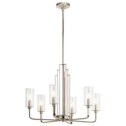 Kichler Kimrose 6-Light Polished Nickel Glass Chandelier