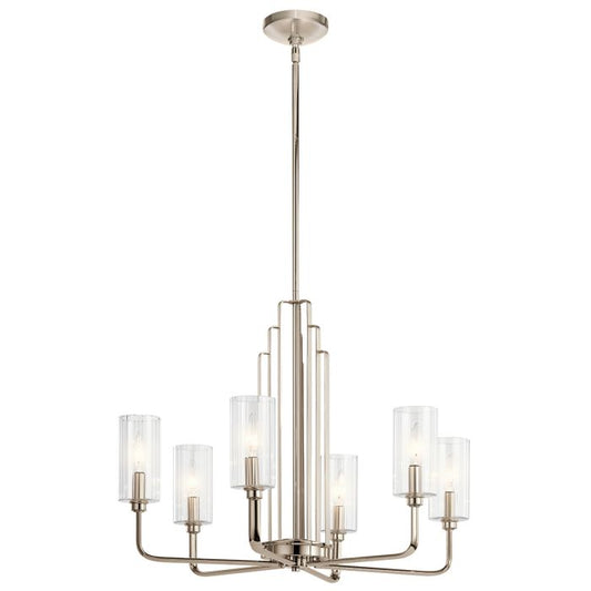 Kichler Kimrose 6-Light Polished Nickel Glass Chandelier