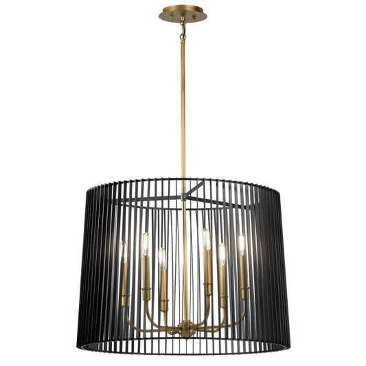 Kichler Linara 6-Light Cage Chandelier - Black & Natural Brass