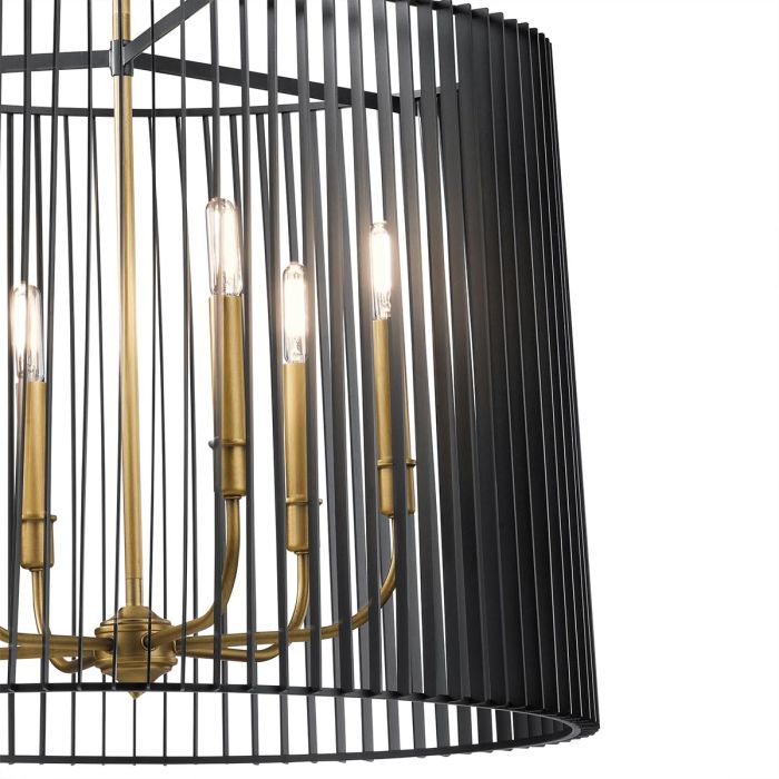 Kichler Linara 6-Light Cage Chandelier - Black & Natural Brass