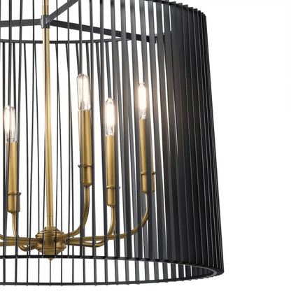 Kichler Linara 6-Light Cage Chandelier - Black & Natural Brass