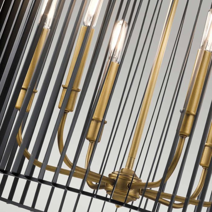 Kichler Linara 6-Light Cage Chandelier - Black & Natural Brass