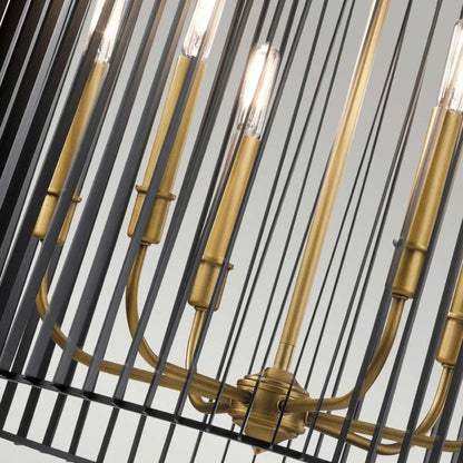 Kichler Linara 6-Light Cage Chandelier - Black & Natural Brass