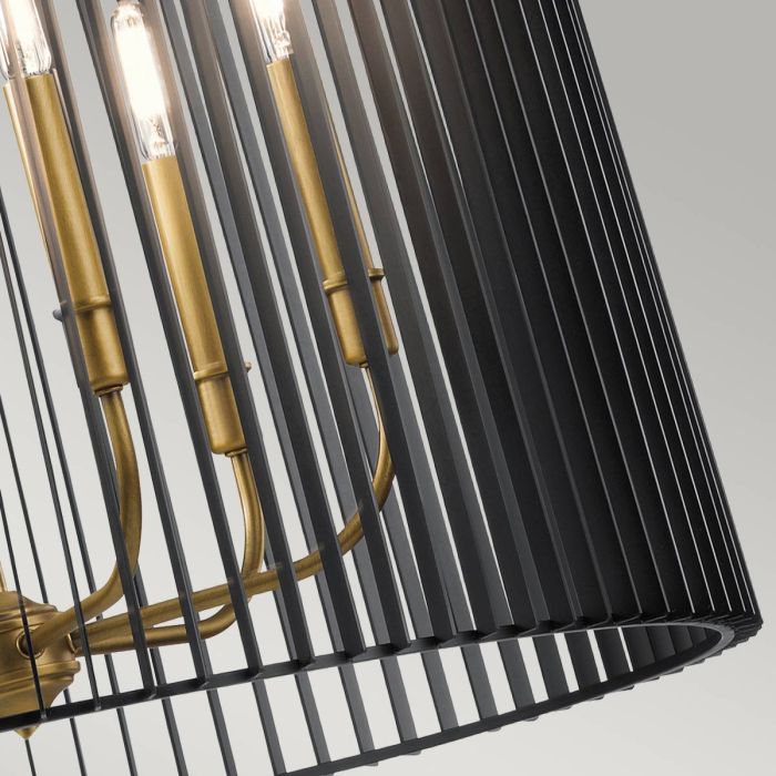 Kichler Linara 6-Light Cage Chandelier - Black & Natural Brass