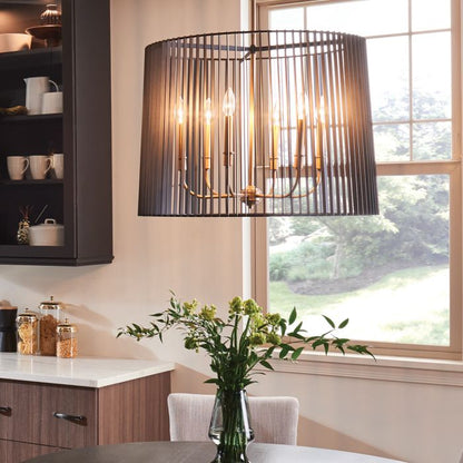 Kichler Linara 6-Light Cage Chandelier - Black & Natural Brass