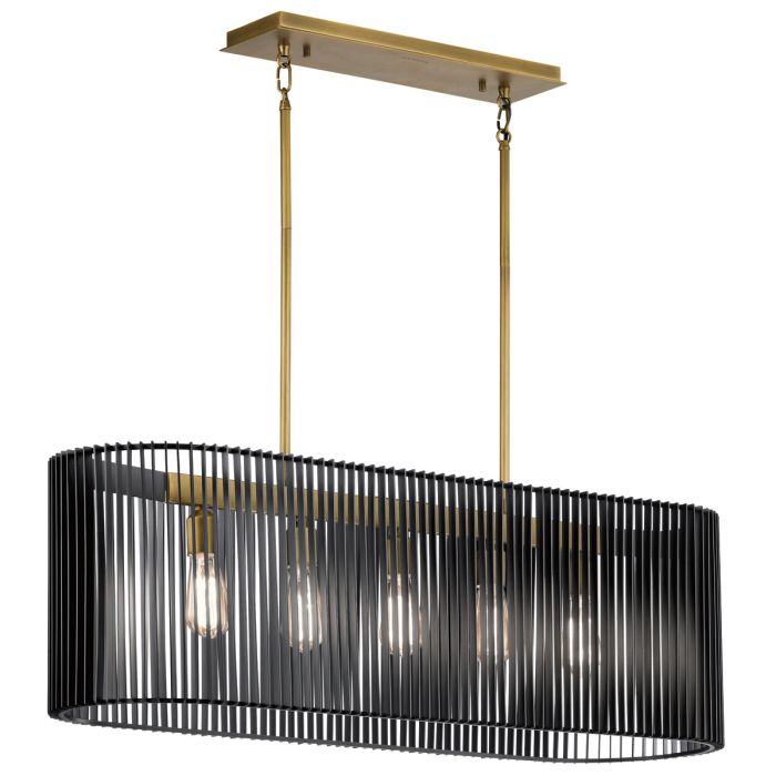 Kichler Linara 5-Light Linear Island Chandelier - Black & Natural Brass