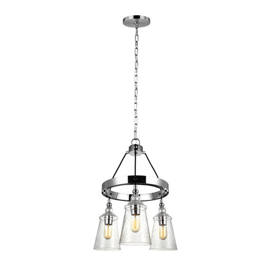 Generation Lighting (Feiss) Loras 3-Light Chrome Seeded Glass Wagon Wheel Chandelier
