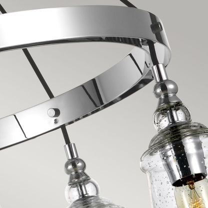 Generation Lighting (Feiss) Loras 5-Light Chrome Seeded Glass Wagon Wheel Chandelier