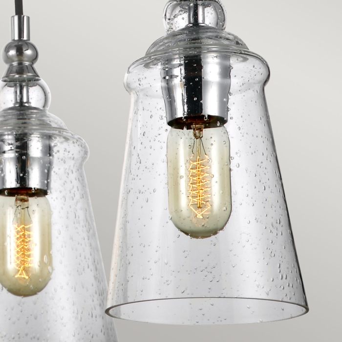 Generation Lighting (Feiss) Loras 5-Light Chrome Seeded Glass Wagon Wheel Chandelier