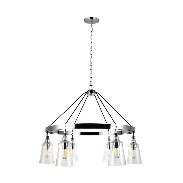 Generation Lighting (Feiss) Loras 6-Light Chrome Seeded Glass Wagon Wheel Chandelier