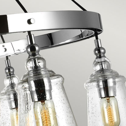 Generation Lighting (Feiss) Loras 6-Light Chrome Seeded Glass Wagon Wheel Chandelier