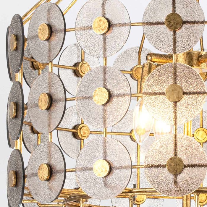 Quintiesse Meridian 9-Light Distressed Gold & Smoked Glass Pendant Chandelier