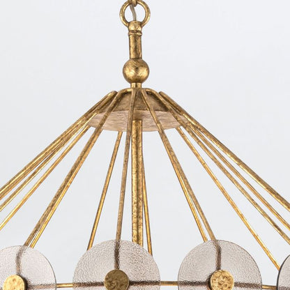 Quintiesse Meridian 9-Light Distressed Gold & Smoked Glass Pendant Chandelier