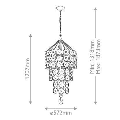 Quintiesse Meridian 9-Light Distressed Gold & Smoked Glass Pendant Chandelier