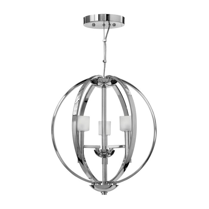 Hinkley Mondo 3-Light Polished Chrome Frosted Glass Globe Chandelier