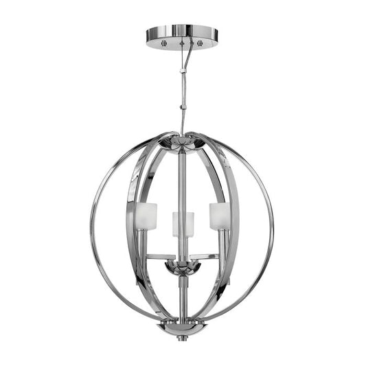 Hinkley Mondo 3-Light Polished Chrome Frosted Glass Globe Chandelier