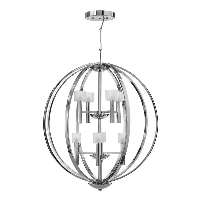 Hinkley Mondo 8-Light Polished Chrome Frosted Glass Globe Chandelier