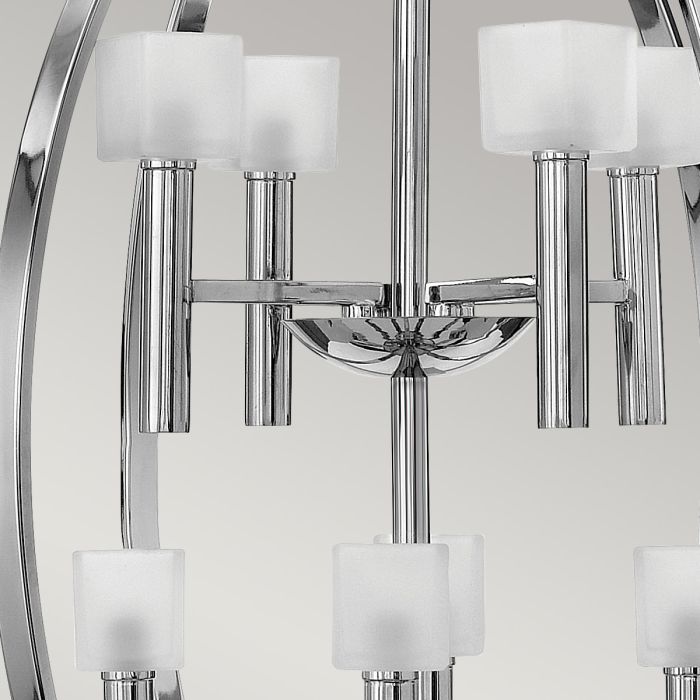 Hinkley Mondo 8-Light Polished Chrome Frosted Glass Globe Chandelier