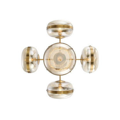 Eurofase Nottingham 5-Light Antique Brass Globe Pendant Chandelier