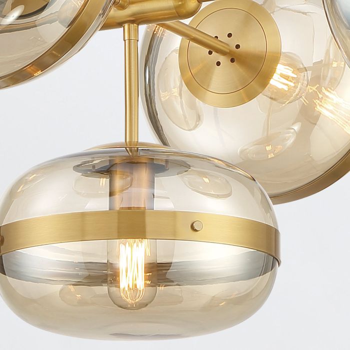 Eurofase Nottingham 5-Light Antique Brass Globe Pendant Chandelier
