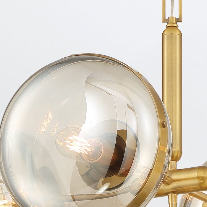 Eurofase Nottingham 5-Light Antique Brass Globe Pendant Chandelier