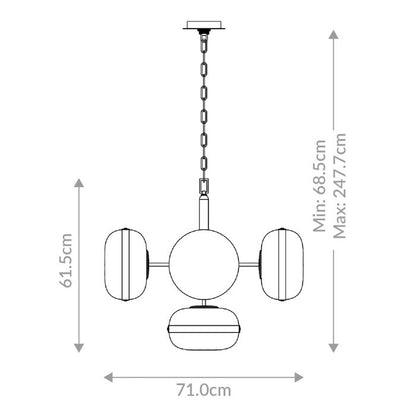 Eurofase Nottingham 5-Light Antique Brass Globe Pendant Chandelier