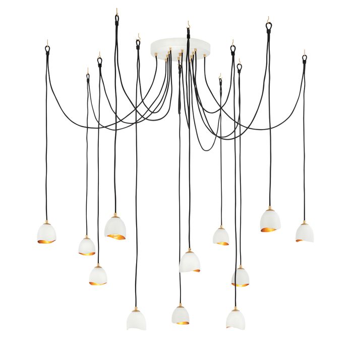 Lisa McDennon by Hinkley Nula 12-Light Shell White & Luxe Gold Modern Pendant Chandelier
