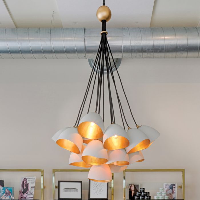 Lisa McDennon by Hinkley Nula 15-Light Shell White & Luxe Gold Modern Pendant Chandelier