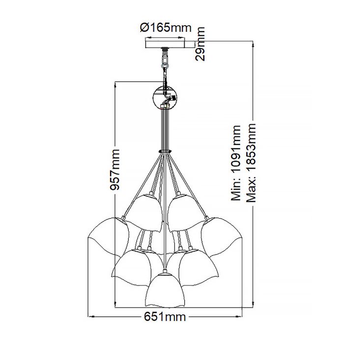 Lisa McDennon by Hinkley Nula 15-Light Shell White & Luxe Gold Modern Pendant Chandelier