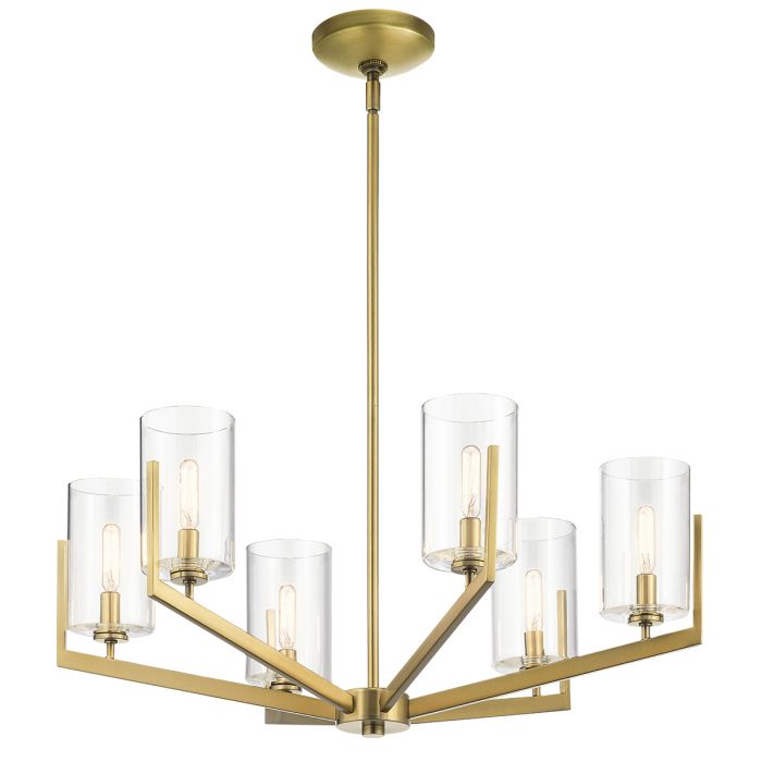 Kichler Nye 6-Light Brushed Natural Brass Glass Chandelier