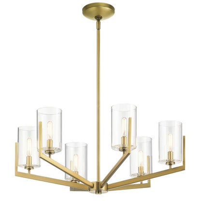 Kichler Nye 6-Light Brushed Natural Brass Glass Chandelier