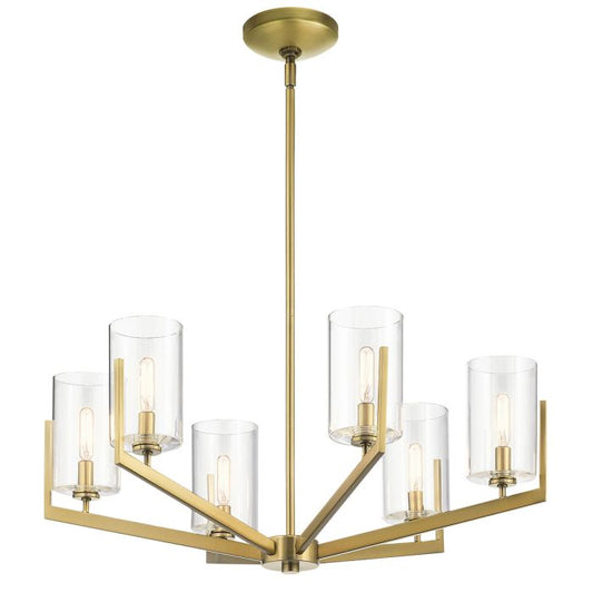 Kichler Nye 6-Light Brushed Natural Brass Glass Chandelier