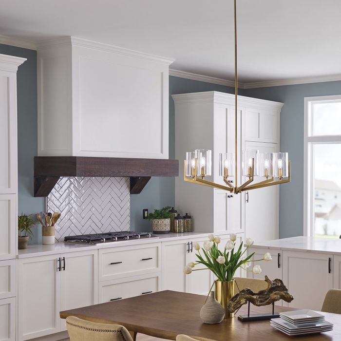 Kichler Nye 6-Light Brushed Natural Brass Glass Chandelier