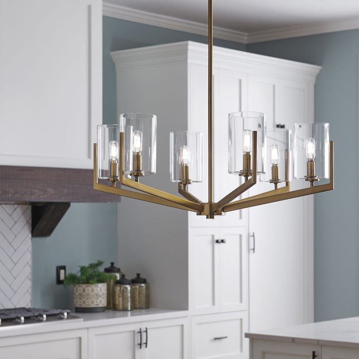 Kichler Nye 6-Light Brushed Natural Brass Glass Chandelier