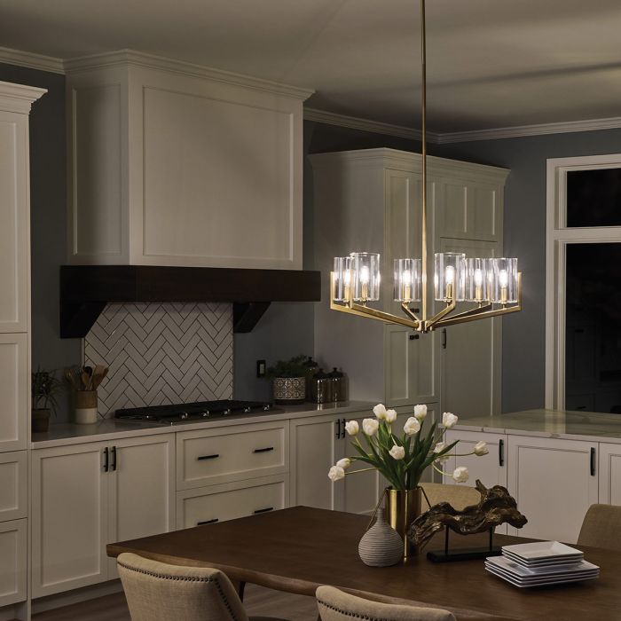 Kichler Nye 6-Light Brushed Natural Brass Glass Chandelier