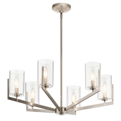 Kichler Nye 6-Light Classic Pewter Glass Chandelier