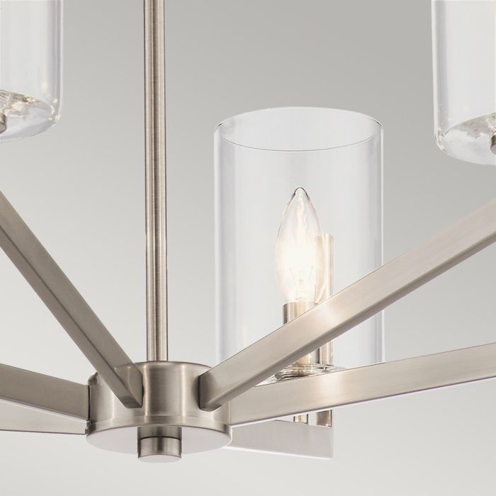 Kichler Nye 6-Light Classic Pewter Glass Chandelier