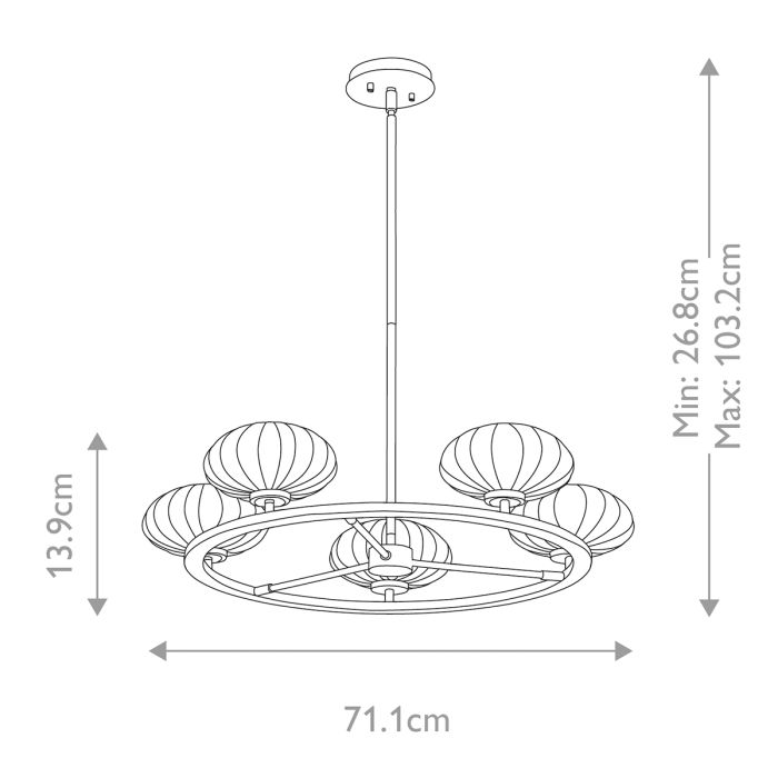 Kichler Pim 5-Light Fox Gold Modern Chandelier
