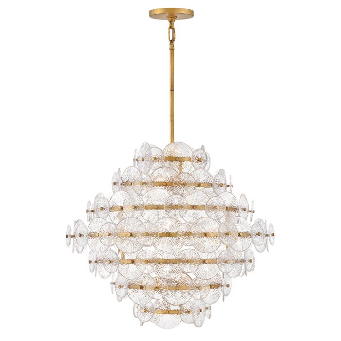 Hinkley Rene 16-Light Distressed Brass Multi-Tier Modern Chandelier