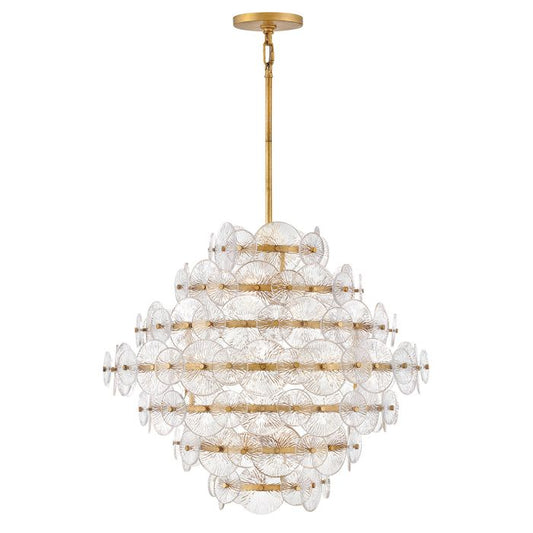 Hinkley Rene 16-Light Distressed Brass Multi-Tier Modern Chandelier