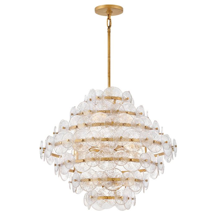 Hinkley Rene 16-Light Distressed Brass Multi-Tier Modern Chandelier
