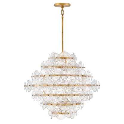 Hinkley Rene 16-Light Distressed Brass Multi-Tier Modern Chandelier