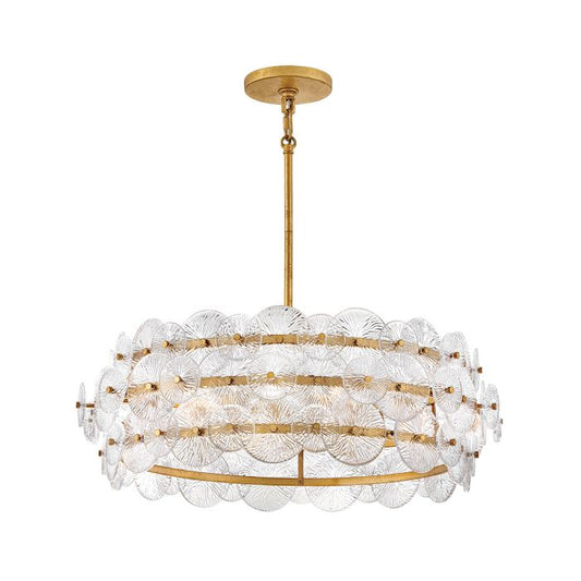 Hinkley Rene 6-Light Distressed Brass Drum Chandelier